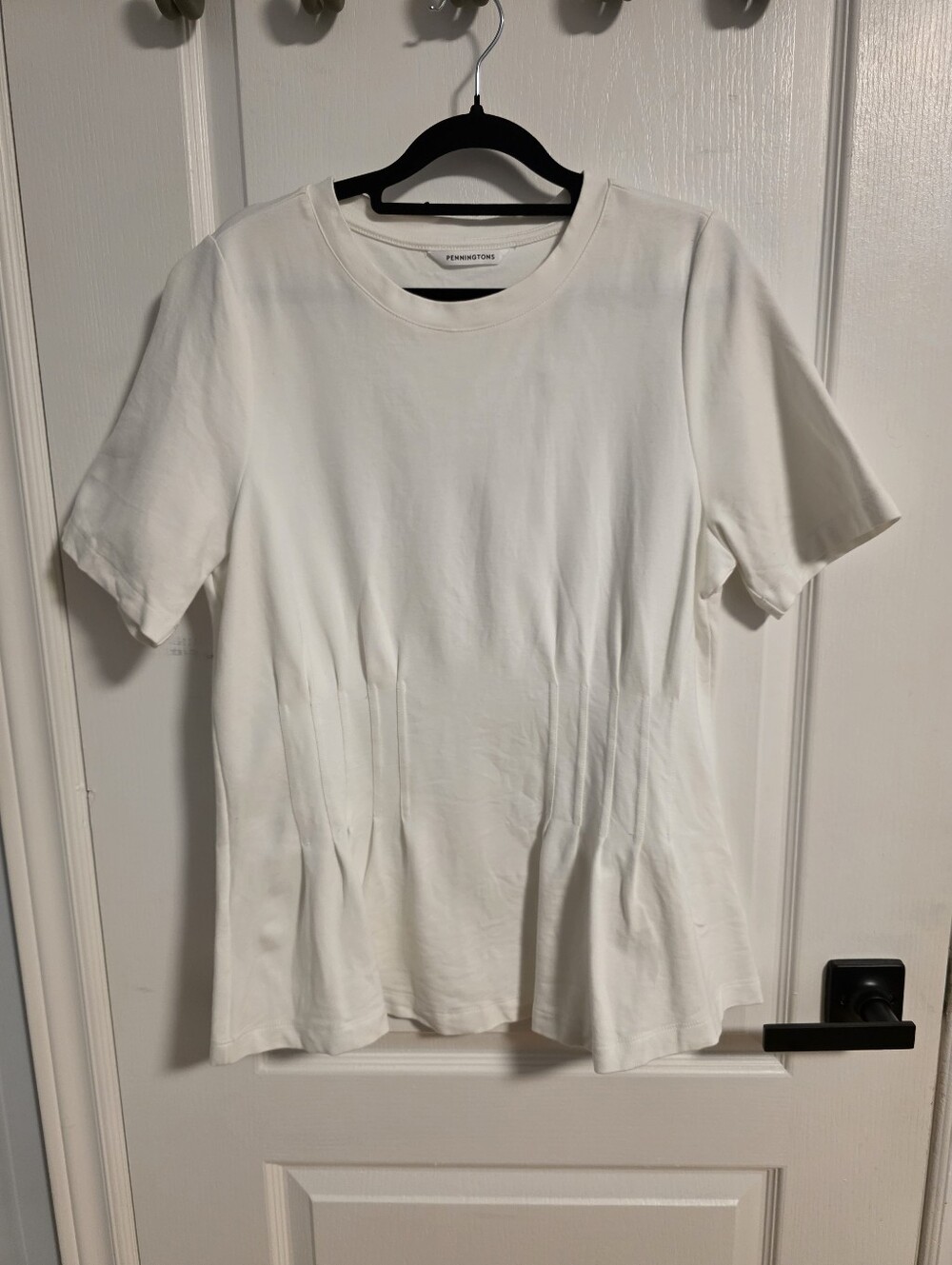 Penningtons | Crewneck Tee With Corset-like Stitching | White | 0X